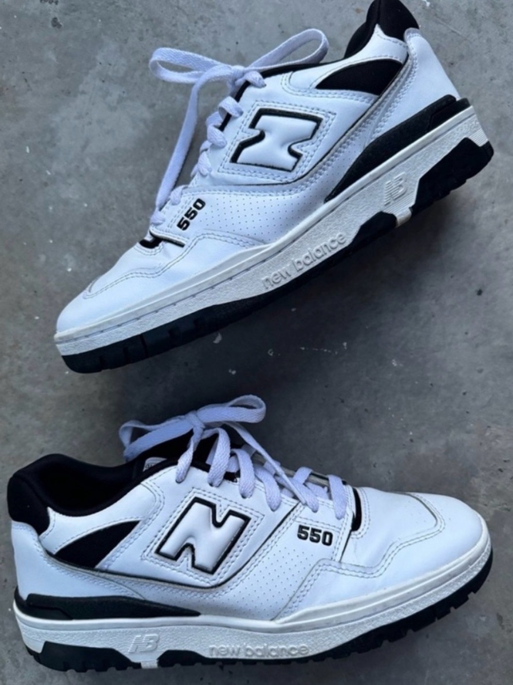 New Balance White & Black 550 Low-Top Sneakers